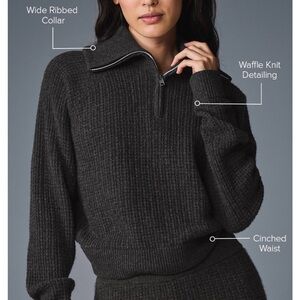 ALO Yoga Cashmere Plush Waffle 1/4 Zip Pullover